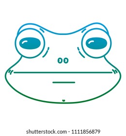 degraded line cute frog head wild animal