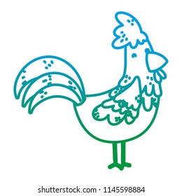 degraded line cute hen farm animal icon