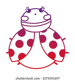 degraded line cute ladybug insect animal with wings