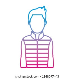 degraded line cute man with clothes design and hairstyle