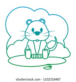 degraded line cute mouse wild animal in the landscape