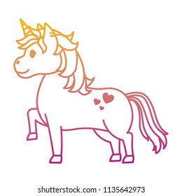 degraded line cute unircorn with hearts tattoo style
