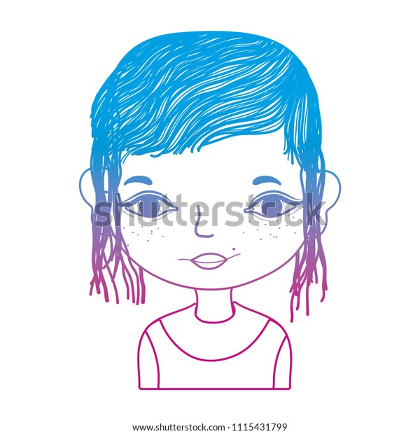 Degraded Line Cute Woman Short Hair Stock Vector Royalty Free