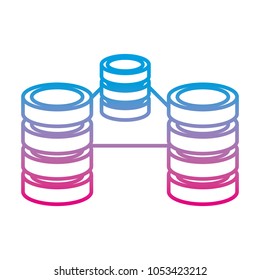 degraded line data center network server technology vector illustration