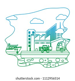 degraded line delivery service ship with truck and forklift