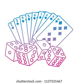 degraded line diamond poker cards and dices game