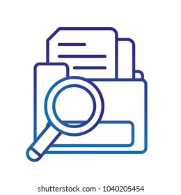 degraded line document inside folder file with magnifying glass