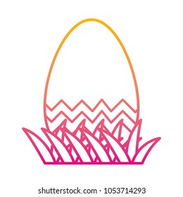 degraded line egg easter with decoration figures style