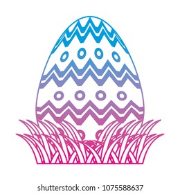 degraded line egg easter with points and waves decoration