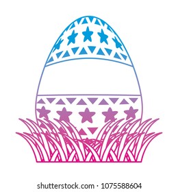 degraded line egg easter with stars and geometric decoration