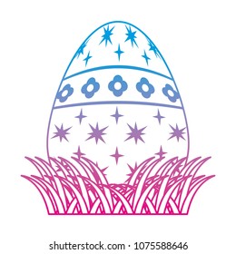 degraded line egg easter with stars and flowers decoration