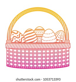 degraded line eggs easter decoration inside hamper style