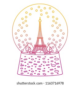 degraded line eiffel tower inside snow ball glass