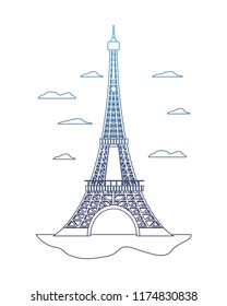 degraded line eiffel tower structure and nice clouds