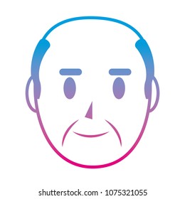 degraded line elderly man head with hair design