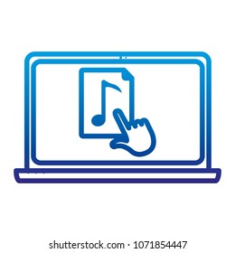degraded line electronic laptop screen with music and cursor