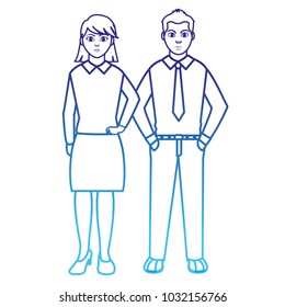 degraded line elegant businesspeople with clothes and hairstyle design