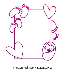 degraded line emblem card to cute baby shower vector illustration