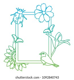 degraded line emblem design with tropical flowers and animals