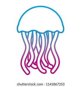 degraded line exotic jellyfish marine animal with tentacles