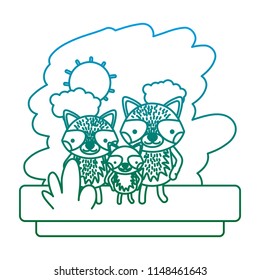 degraded line family raccoon cute wild animal