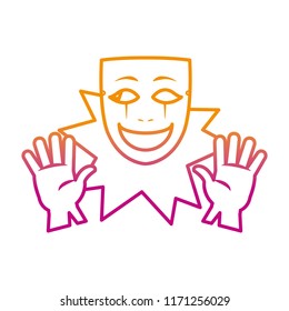 degraded line festival costume mask with gloves style