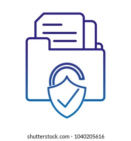 degraded line file folder with document and padlock security