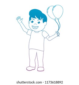 degraded line funny boy with nice balloons design