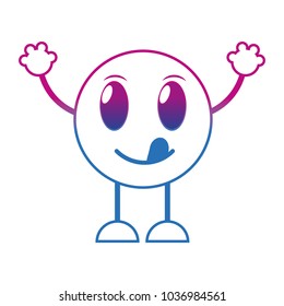 degraded line funny emoji expression with arms and legs