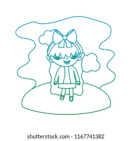 degraded line girl child with bandhair hairstyle in the landscape