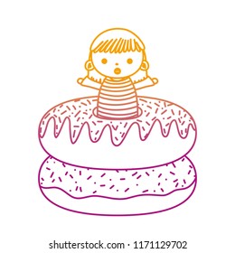 degraded line girl child with glasses and sweet donnuts