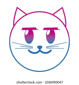 degraded line glad cat face emoji expression