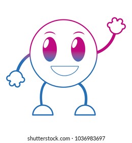 degraded line glad emoji expression with arms and legs