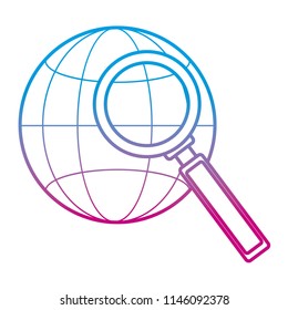 degraded line global network connection with magnifying glass
