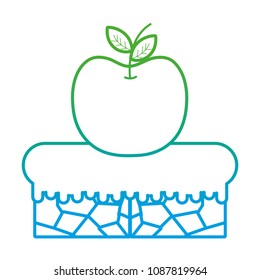 degraded line graphic apple fruit in the flat scene