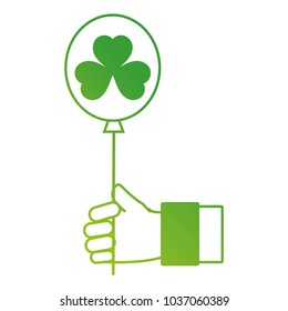 degraded line hand man with balloon and clover plant