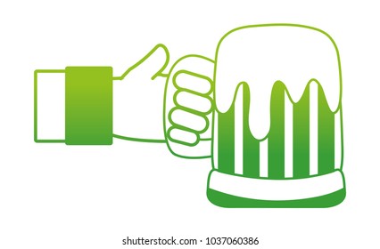 degraded line hand man with beer alcohol glass