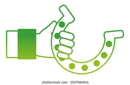degraded line hand man with metal horseshoe design
