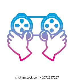 degraded line hands with videogame controller play console