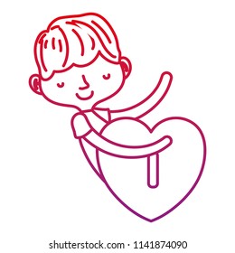 degraded line happy boy sleeping with heart padlock