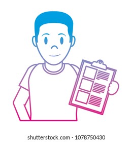 degraded line happy delivery man with check list