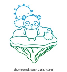 degraded line happy panda animal in the float island
