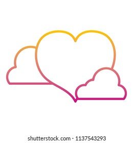 degraded line heart shape love symbol with clouds