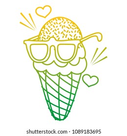degraded line ice cream with glasses style and hearts