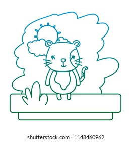 degraded line kawaii cat nice wild animal