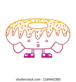 degraded line kawaii cute donut with arms with legs