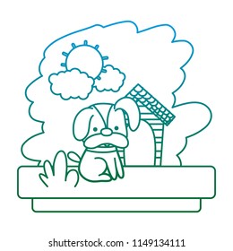 degraded line kawaii dog cute pet animal