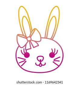 degraded line kawaii female rabbit head animal