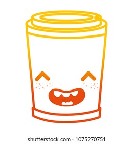 degraded line kawaii happy coffee in plastic cup