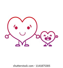 degraded line kawaii happy heart and its son with arms